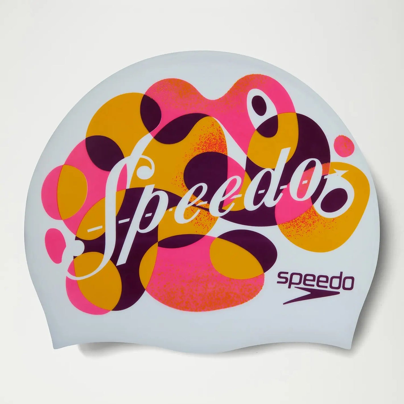 Speedo Junior Badekappe aus bedrucktem Silikon Weiß/Mango