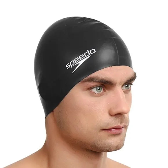 Speedo Flache Silikon-Badekappe Schwarz