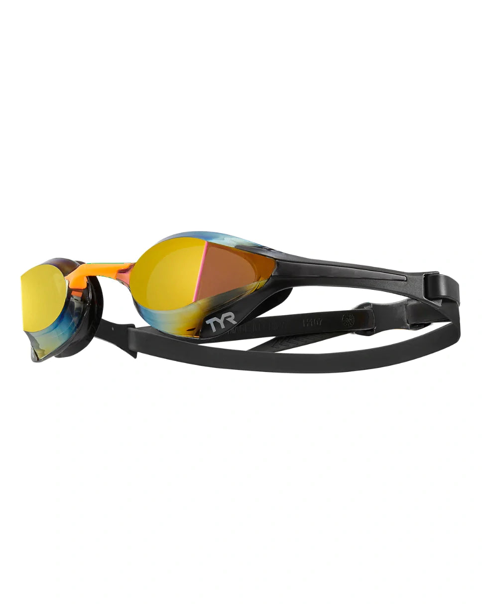 TYR Tracer-X Elite Mirrored Racing Goggles Gold/Orange